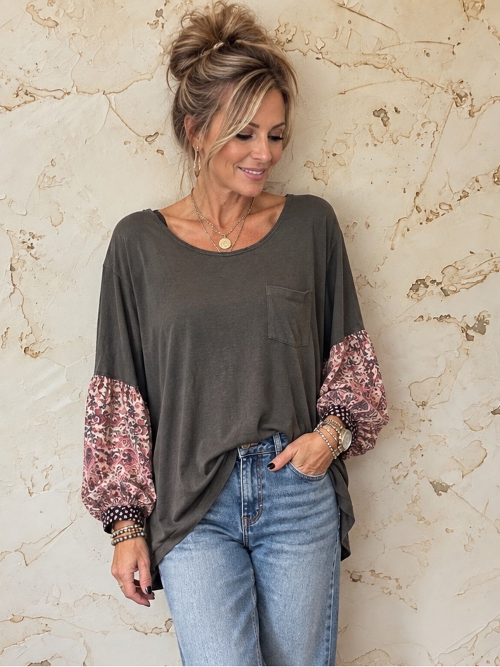 Free People We The Free Jade Oversized Balloon Sleeve Top XS